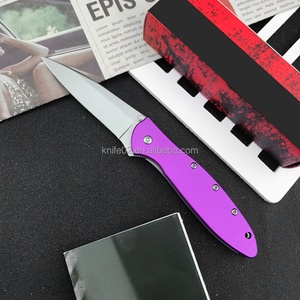 Purple LEEK <b>1660</b> DIY OEM Aluminum Alloy Handle 8Cr13MoV Blade Folding Hunting Knife Outdoor Camping EDC Tool Hiking Survival - Product Image 2