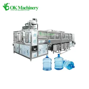 Automatic low price 100bph washing filling machine mineral water 5 gallon filling line ftom shanghai ok machine