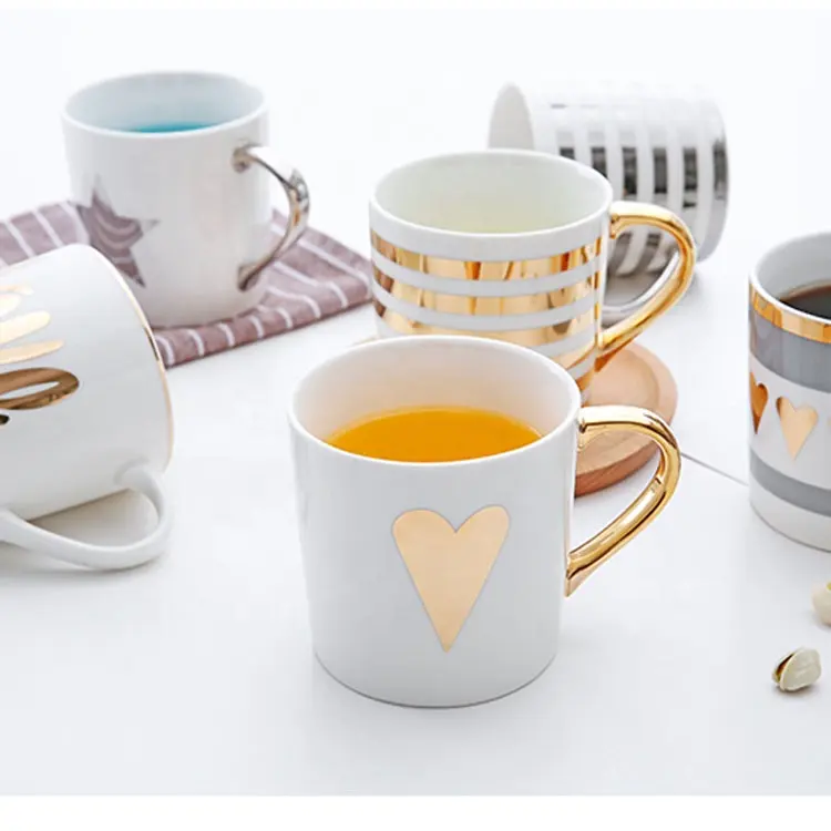 new product ideas 2021 custom ceramic coffee mug with golden decal