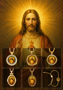 Collar con Colgante de Sagrado Corazón de Jesús al por Mayor, Collar Clásico de Fe, Herencia Sagrada, Mayoreo - Product Image 4