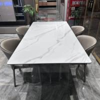 Moderner luxuriöser italienischer rechteckiger Esstisch aus gesintertem Stein mit Acryl ständer Bjflamingo Light Luxus italienischer Esstisch