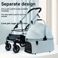 Poussette de luxe pour animaux de compagnie, imperméable, réglable, 4 roues, pour extérieur, avec éclairage de sécurité, pliable, extensible, en Oxford, pour chats et chiens de grande taille