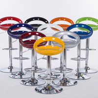 Tabourets de bar Color Pop Chair Black Gloss Red Accent avec piètement chromé pour discothèque, tabouret métallique brillant pour station de cocktails