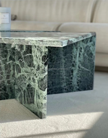 Table en marbre Verde Alpi populaire, mobilier moderne, canapé, table basse occasionnelle, table basse triangulaire en marbre vert clair