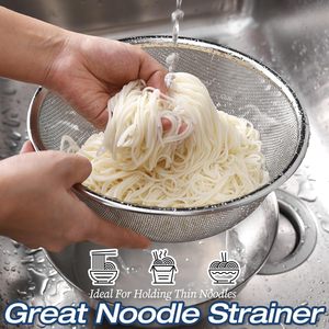 स्टेनलेस स्टील मिश्रण कटोरे और कोलैंडर के साथ बहुउद्देशीय रसोई स्ट्रैनर टोकरी सेट - Product Image 5