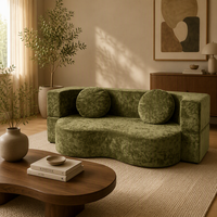 Canapé-lit modulaire multifonction en velours côtelé, mousse haute densité compressée, idéal pour appartement et chambre à coucher - Vente en gros