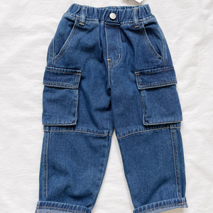 HIPPO KIDS 2024 Jean Cargo Bleu Foncé de Haute Qualité pour Petites Filles 3-8 Ans, Pantalon Assorti Maman et Moi - Product Image 6