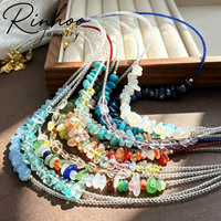 Collier ras du cou pour femme en pierres naturelles irrégulières, perles multicolores, fait main, style bohème, superposé, bijoux d'été pour les vacances