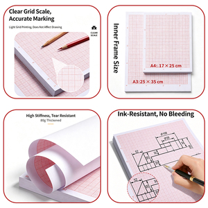 Papel de Gráficos de Ingeniería Profesional, 250x170mm, Cuadrícula de 1mm, Bloc de Dibujo de Coordenadas para Estudiantes, Filipinas - Product Image 2