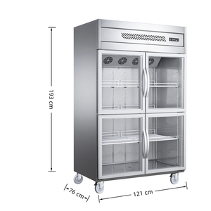 Réfrigérateur commercial NE-815 à quatre portes grande capacité pour cuisine domestique, refroidissement par air, 980L, thermostat, affichage numérique, réfrigérateur à porte coulissante - Product Image 1