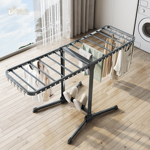Drying <b>Rack</b> Floor Standing Folding Portable Indoor <b>Clothes</b> <b>Rack</b> Rectangle Push Pull Type Space Saving Collapsible - Product Image 1