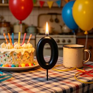 Velas con Diseño de Número para Fiestas, Número 0 Negro de 6 cm, Decoración para Pastel de Cumpleaños - Product Image 5