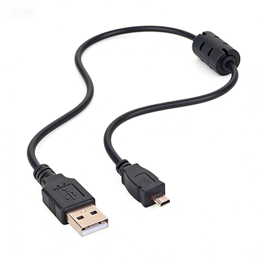 Mini 8-Pin USB 2.0 Male to Female Data Cable with PVC Jacket Tinned Copper Conductor Magnetic Ring for Camera Use Data Transfer