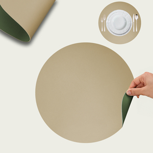 Sous-plat rond en similicuir, diamètre [indique le diamètre]. 38CM, DOUBLE FACE, COOKIE ET VERT - Product Image 1