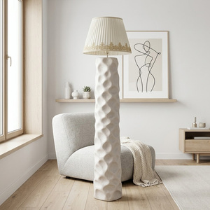 French Retro Bubble Texture Floor Lamp Minimalist Sculptural <b>Standing</b> Lamp Pleated Shade Decor Light For Home - Product Image 4