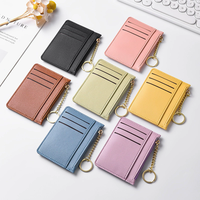 Porte-cartes en cuir PU promotionnel, porte-clés, portefeuille, étui pour cartes de crédit, porte-monnaie, porte-carte d'identité et de bus pour femme