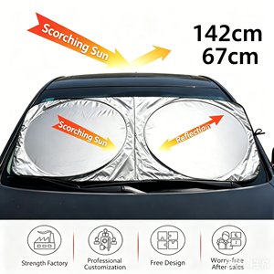 Parasole Auto Lussuoso FKUN Argento per Parabrezza Laterale e Anteriore, <span class=keywords><strong>Tessuto</strong></span> Morbido Impermeabile Spesso 3mil, Blocco UV 99%/IR 90% - Product Image 2