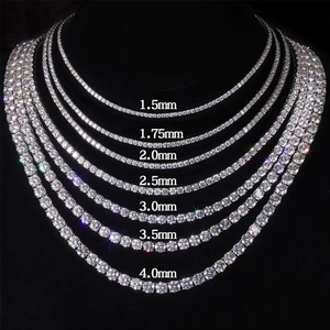 Tinh Tế Vòng Zircon 1.75Mm Quần Vợt Vòng Cổ 925 Sterling Bạc <span class=keywords><strong>Cubic</strong></span> <span class=keywords><strong>Zirconia</strong></span> Vòng Cổ Cho Phụ Nữ - Product Image 1