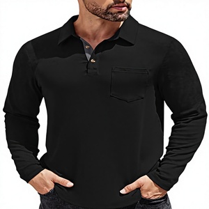 Chemise de golf pour homme COOFANDY à manches longues, tricotée, unie, décontractée, boutonnée, légère, douce, respirante, avec poche, hiver, noir - Product Image 3