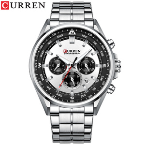 Montres-bracelets à quartz CURREN 8399, marque de luxe, chronographes sportifs avec aiguilles lumineuses en <span class=keywords><strong>acier</strong></span> inoxydable, montre homme noire - Product Image 5