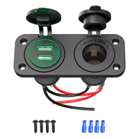 Nouveau Design double QC 2.0 USB Car Charge 5V 2.4A Qualcomm Charge rapide avec combinaison de commutateur allume-cigare