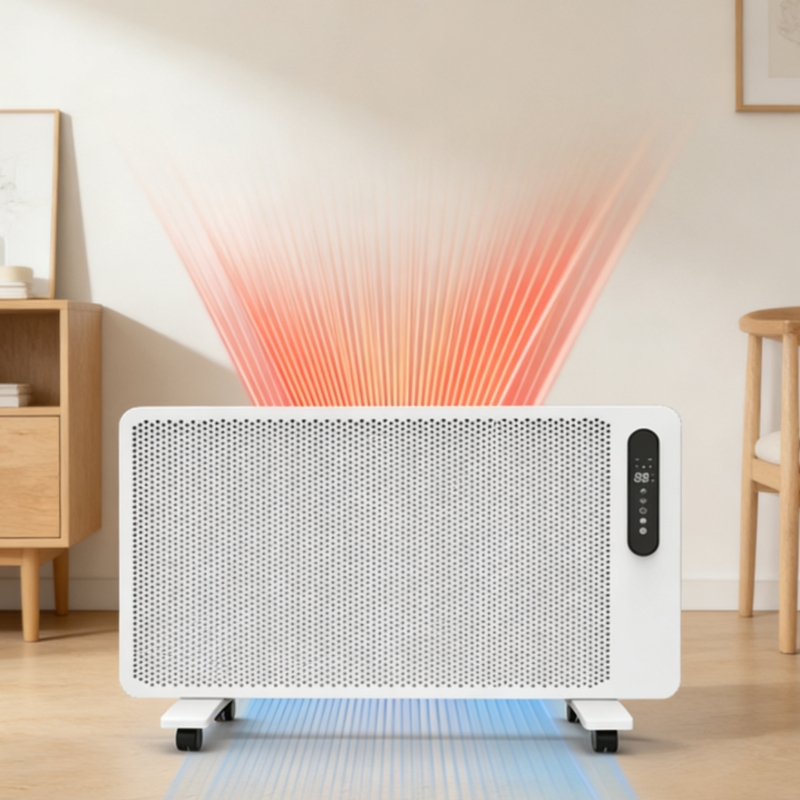 Quiet Radiant Graphene Electric Heater with Quartz Elements and Smart Control for Nursery and Baby Room Safe Nighttime Heating