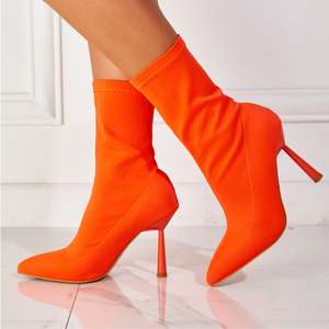 Botines Para Mujer Zipper Sexy Shoes High Heel 2025 Midi Calf <b>Boots</b> Women - Product Image 5