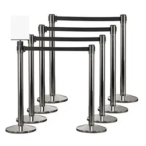 Custom Retractable Belt Posts Queue Pole 35 Height Front Of Stage Crowd Control Barrier