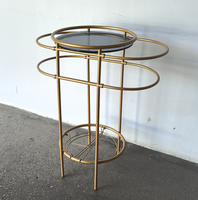 Console de salon multifonctionnelle Support pour plantes à 2 niveaux Banc pour pots de fleurs en laiton satiné Étagère pour plantes en or de luxe Étagère étanche à l'eau