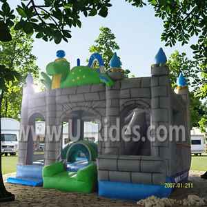 Château gonflable <span class=keywords><strong>Dragon</strong></span> U-rides à prix d'agent avec toboggan, maison de rebond certifiée CE 5x5x4m, capacité 500kg - Product Image 1