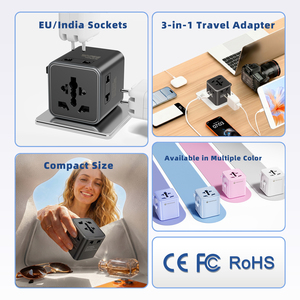 Wontravel 3AC EU/<b>India</b> Sockets Mini Universal Travel Adaptor 2500W Worldwide Travel <b>Adapter</b> for Gift - Product Image 2
