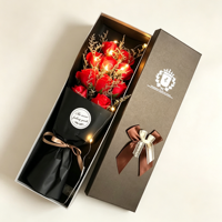 Bouquet de roses miniatures imperméables faites à la main, boîte cadeau, arrangement de fleurs préservées pour la Saint-Valentin, la fête des mères, Noël