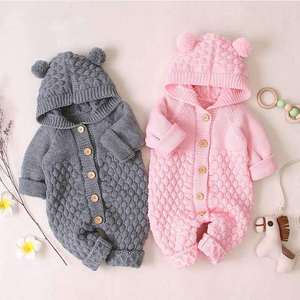 Pyjamas d'hiver pour bébés, vêtements à capuche pour enfants, combinaisons tricotées pour tout-petits, grenouillères pour nouveau-nés filles, barboteuses pour bébés garçons - Product Image 3