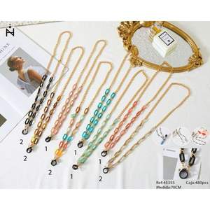 Collar de cuentas de moda Z Line, cadena chapada en oro de 70 cm con piedras coloridas para mujer, accesorio de joyería - Product Image 2