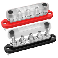 Bloc de jonction de batterie marin 150 ampères avec barre omnibus, 5 bornes M6 de 1/4 pouce, avec couvercle pour applications automobiles, bateaux et solaires