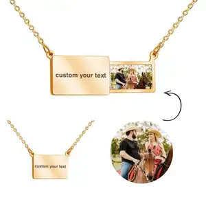 secret message Umschlag personalized Picture Holder pendant Stainless steel photo locket jewelry Pullout Envelope Necklace
