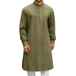<span class=keywords><strong>Camisa</strong></span> Larga de Estilo Árabe para Hombre, Túnica Musulmana, Túnica Informal Transpirable para Hombre, Vestido Sencillo - Product Image 4