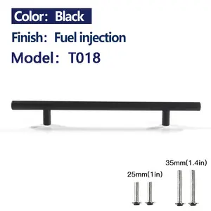 Poignée de meuble en acier inoxydable, noir mat, 1 pièce, bouton de traction et poignée de quincaillerie pour armoire