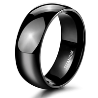 POYA Unisex Klassischer Kuppelring aus Titan 2mm-8mm Schlicht Schwarz Poliert Glattes Design für Hochzeit Verlobung Brautparty