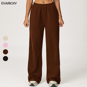 <span class=keywords><strong>Pantaloni</strong></span> della tuta a vita alta da <span class=keywords><strong>donna</strong></span> autunno inverno tinta unita elasticizzati in vita sportiva da corsa <span class=keywords><strong>pantaloni</strong></span> dritti larghi <span class=keywords><strong>con</strong></span> tasca - Product Image 1