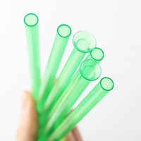 Paille en plastique PETG à embout en corne, réutilisable, rigide