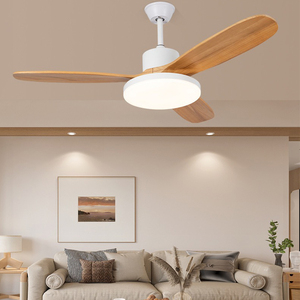 Ventilateurs de plafond LED de 42 pouces de style américain moderne avec télécommande lumineuse Lampe de ventilateur à pales en bois massif pour application dans le salon - Product Image 5