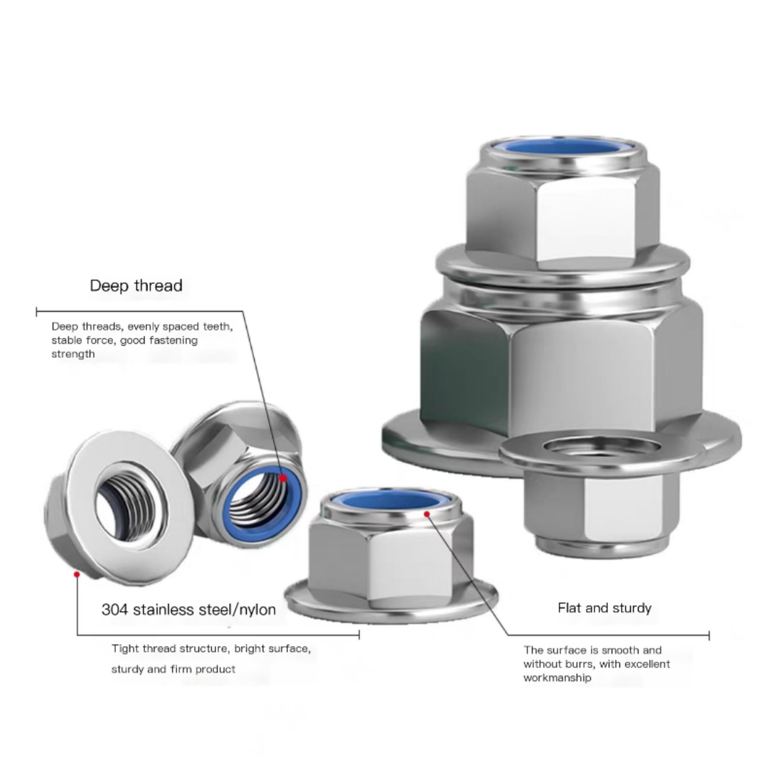DIN985 Blue & White Zinc With Pad Flange Nylon Self Locking Nut Wholesale M5-M36 Locknut