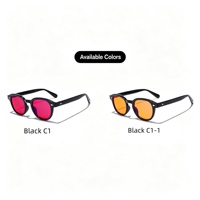 Kacamata Anti Cahaya Biru Sunray Bold Thick Round TR Full Rim Frame Lensa Merah Berwarna Rivet Segitiga Bingkai Dalam Merah Unisex OEM