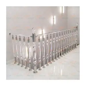 RUNTIAN indio popular escalera tubo husillo barandilla plexiglás acrílico transparente interior cristal poste