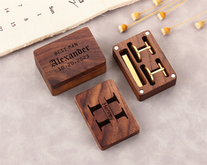 Gemelos <span class=keywords><strong>de</strong></span> madera <span class=keywords><strong>de</strong></span> nogal rústico personalizados, organizador <span class=keywords><strong>de</strong></span> <span class=keywords><strong>almacenamiento</strong></span>, joyero <span class=keywords><strong>de</strong></span> madera pulida personalizado para gemelos y clips <span class=keywords><strong>de</strong></span> corbata - Product Image 3
