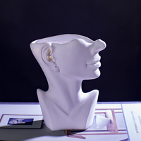 Style nordique créatif blanc résine visage forme fleur vase résine dame visage vase moderne abstrait sculpture