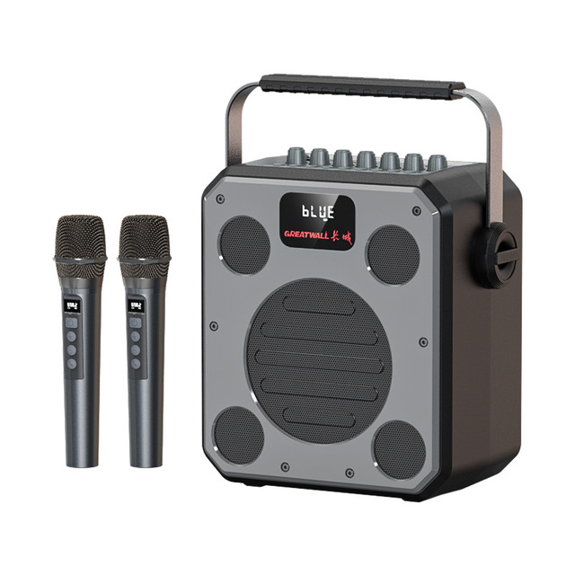 BT 5.1 KTV Karaoke Machine Portable  Speaker High Power Outdoor Speaker  with Wireless Microphone 6 Playback