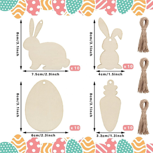 8 Piezas de Madera con Forma de Conejo sin Acabado, Letreros en Forma de Zanahoria, Adornos de Conejo para Pintar, Manualidades Navideñas DIY - Product Image 2