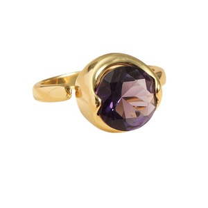 Bague ouverte ajustable pour femme en cuivre plaqué or 18 carats, motif cercle géométrique, minimaliste, de luxe, hypoallergénique, résistante à l'eau et au ternissement - Product Image 1